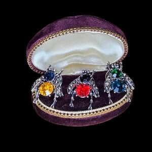 3 Rhinestone Bug Pins